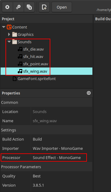 importing the sound effects